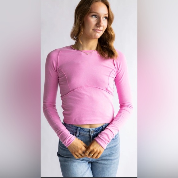 We The Free Vibrant Pink Long Sleeve Top - Picture 1 of 8